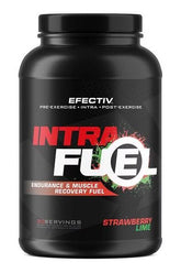 Efectiv Nutrition Intra Fuel Strawberry Lime supplement for endurance and muscle recovery, 30 servings.